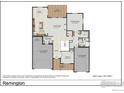 An open-concept floor plan includes a spacious kitchen, dining area, living room, a flex/bedroom, and a 2 car garage at 24203 E 36Th Pl, Aurora, CO 80019