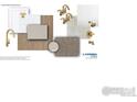 Bathroom designer package featuring gold fixtures, white tile, and stone countertop samples at 1458 Coral Pl, Longmont, CO 80504