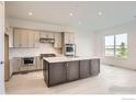 Bright, modern kitchen with a large island, stainless steel appliances, and ample cabinet space at 3166 Newfound Lake Rd, Berthoud, CO 80513