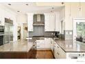 Modern kitchen with granite countertops, stainless steel appliances, and white cabinetry at 1323 Swallow Ct, Boulder, CO 80303