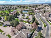 Scenic aerial view showcasing the community's well-maintained grounds and convenient parking at 2840 S Heather Gardens Way # A, Aurora, CO 80014