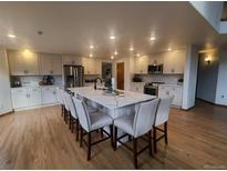 Well-appointed kitchen features a large center island, modern appliances, and plenty of counter space for meal preparation at 9983 Cottoncreek Dr, Highlands Ranch, CO 80130