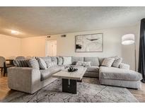 Inviting living room showcasing a comfortable, oversized sectional and stylish decor at 8225 Fairmount Dr # 104, Denver, CO 80247