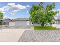 Charming home featuring a well-maintained front yard, healthy tree, and inviting exterior paint at 687 Prairie Ave, Brighton, CO 80603