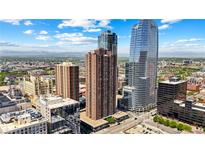 Stunning aerial view of the city skyline, showcasing the building's central location and proximity to downtown at 1020 15Th St # 13K, Denver, CO 80202