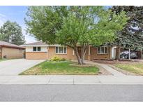 Charming brick home featuring a spacious front yard with mature tree at 4629 Estes St, Wheat Ridge, CO 80033