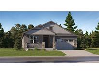 Charming single-story home featuring a mix of lap siding and shake in a gray palette with stone pillar accents at 737 Raindance St, Erie, CO 80516