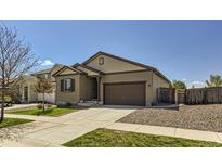 Lovely single-story home with manicured lawn, two-car garage, and neutral exterior paint at 17720 Weymouth Ave, Parker, CO 80134
