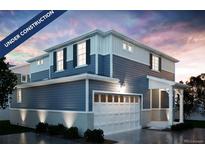 Two-story home with gray siding, white trim, and a two-car garage at 22313 E 38Th Pl, Aurora, CO 80019