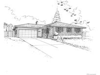 Sketch of a single-story home with a brick facade and a two-car garage at 3091 S Krameria St, Denver, CO 80222