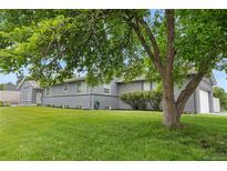 Charming single-story home with a well-maintained lawn and mature tree providing shade at 7155 E Exposition Ave, Denver, CO 80224