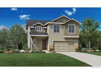 Charming two-story home featuring a craftsman-style design with a well-manicured lawn at 206 Welded Tuff Trl, Castle Rock, CO 80104