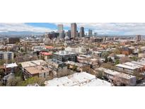 Expansive city view showcasing the Denver skyline with mountains in the distance, highlighting urban living at 1310 N Corona St # A, Denver, CO 80218