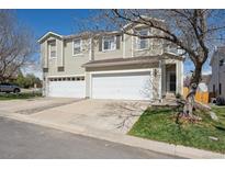 Charming two-story home with a two-car garage and a well-manicured lawn, perfect for curb appeal at 5506 S Quemoy Cir, Aurora, CO 80015