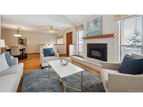 Bright living room with a fireplace and ample natural light provides a cozy atmosphere at 3079 E Long S Cir, Centennial, CO 80122