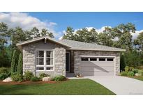 Single-story home with stone accents and a two-car garage at 24719 E 39Th Ave, Aurora, CO 80019