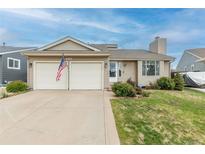 Charming single-Gathering home features a two-car garage, well-maintained lawn, and an American flag at 4369 E 127Th Way, Thornton, CO 80241