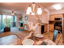 Inviting living room with a fireplace and a balcony overlooking the outdoor scenery at 804 Summer Hawk Dr # 3202, Longmont, CO 80504