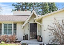 Home's inviting entrance with updated door, modern planters and prominent street number at 3844 S Elm St, Denver, CO 80237