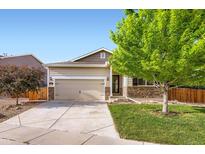 Charming single-Gathering home with well-maintained lawn, mature trees, and a two-car attached garage at 449 Vista Blvd, Lochbuie, CO 80603