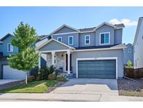 Charming two-story home featuring a well-maintained lawn and a two-car garage at 1173 Basalt Ridge Loop, Castle Rock, CO 80108