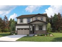 Charming two-story home with attached garage, covered entry, landscaped yard, and decorative masonry accents at 1071 Joseph Pl, Erie, CO 80026