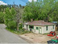 Charming exterior view of home with trees and well-maintained yard at 3384 Avenue F, Kittredge, CO 80457