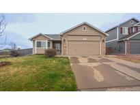 Charming single-Gathering home featuring a well-maintained lawn and attached two-car garage on a sunny day at 12606 S Sopris Creek Dr, Parker, CO 80134