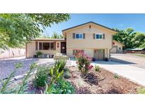 Ranch style home with mature landscaping and a spacious driveway at 7722 W 1St Pl, Lakewood, CO 80226