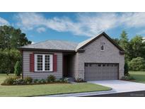 Charming single-story home with brick and siding, landscaped front yard and two-car garage on a sunny day at 1281 Rock Cliff Ave, Erie, CO 80516