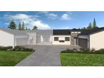 New construction home with stone accents, a three-car garage, and a concrete driveway at 1929 Grayside Cir, Castle Rock, CO 80109