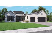 Striking new construction boasts modern design, lush lawn, and convenient two-car garage at 5286 Flora Way, Golden, CO 80004