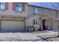 Inviting two-story townhome featuring a private entrance, attached garage, and tasteful exterior finishes at 10588 Parkington Ln # 39A, Highlands Ranch, CO 80126