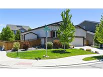 Charming home with well-maintained lawn and landscaped garden at 6049 Sandstone Cir, Erie, CO 80516