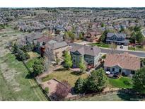 Beautiful neighborhood featuring lush green lawns, mature trees, and well-maintained homes at 22021 Pebble Brook Ln, Parker, CO 80138