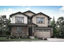 Charming two-story home featuring a stone-accented facade and a spacious two-car garage at 7436 S Yank Ct, Littleton, CO 80123