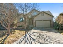 Charming two-story home featuring a two-car garage and mature trees at 19602 E 63Rd Dr, Aurora, CO 80019