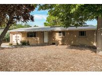 Charming brick home featuring a well-maintained front yard with mature trees and covered entry at 2520 Dover Ct, Lakewood, CO 80215
