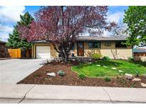 Inviting single-Gathering home with lovely curb appeal, showcasing a lush lawn and a well-maintained front yard at 5485 S Lakeview St, Littleton, CO 80120