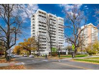 Highrise building exterior with trees and city street view at 1200 N Humboldt St # 1103, Denver, CO 80218