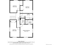 Detailed floorplan showcasing the layout of the bedrooms, bathrooms, and hall at 591 Nome St, Aurora, CO 80010