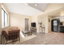 Cozy living room featuring modern furnishings and an open floor plan to the kitchen at 17093 E Tennessee Dr # 211, Aurora, CO 80017