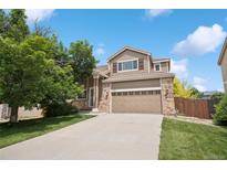 Charming two-story home featuring a two-car garage and well-maintained front yard at 2446 S Gibralter Way, Aurora, CO 80013