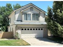 Two-story house with attached garage and landscaping at 17037 E Wiley Pl, Parker, CO 80134