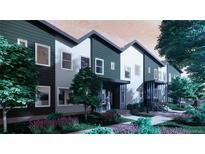 Modern townhomes with landscaped yards and inviting entrances in a residential neighborhood at 81 N Meade St, Denver, CO 80219