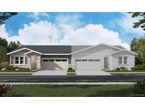 Charming duplex showcases stylish stonework, modern garage doors, and professional landscaping at 6606 N Nepal St, Aurora, CO 80019