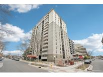 Modern high rise exterior featuring private balconies, updated landscaping and stunning city views at 2 Adams St # 705, Denver, CO 80206