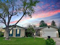 Charming single-story home featuring well-maintained lawn and beautiful sunset at 3026 S Alton Ct, Denver, CO 80231