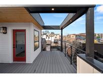 Spacious deck boasts city views, modern railings, and stylish overhang; perfect for outdoor enjoyment at 2451 Lawrence St # 2, Denver, CO 80205