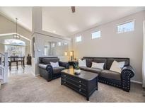 Cozy living room boasts modern decor, comfortable seating, and ample natural light at 4708 Rock Pipit Ct, Highlands Ranch, CO 80126